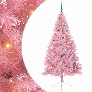 vidaXL Sapin de No&euml;l artificiel pr&eacute;-&eacute;clair&eacute; Rose 240 cm PVC