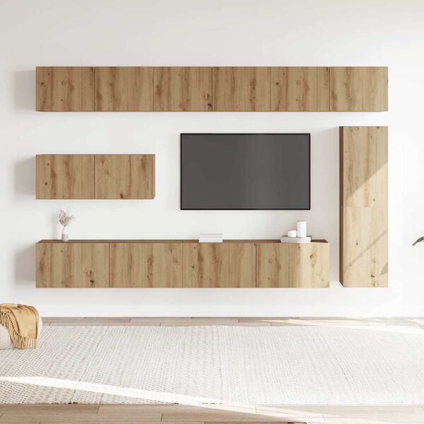 vidaXL Ensemble de meuble TV mural 7 pcs ch&ecirc;ne artisanal