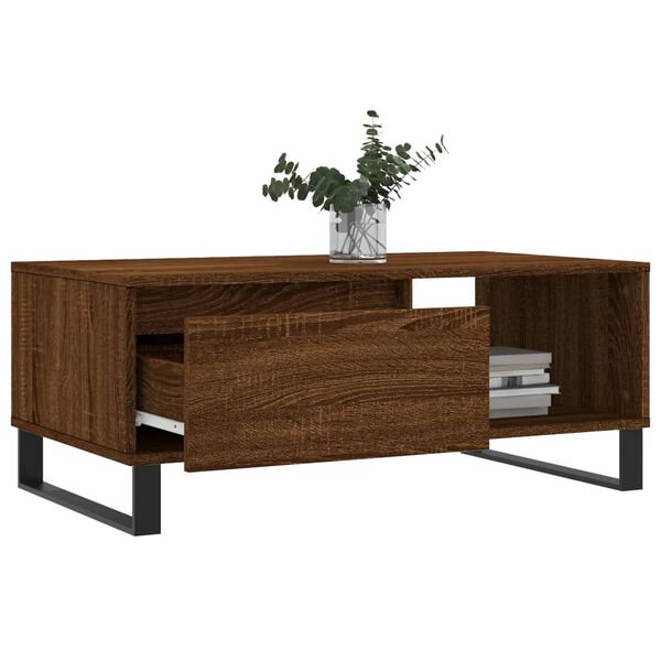vidaXL Table basse Chêne marron 90x50x36,5 cm Bois d'ingénierie