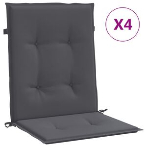 vidaXL Coussins de chaise de jardin &agrave; dossier bas lot de 4 anthracite