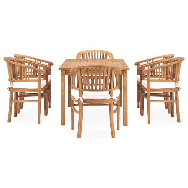 vidaXL Ensemble &agrave; Manger de jardin 7pcs avec coussins bois teck solide