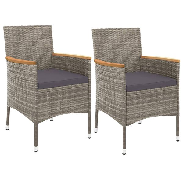 vidaXL Ensemble de bistro de jardin 3 pcs coussins gris poly rotin