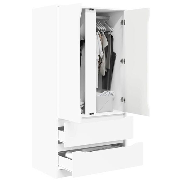 vidaXL Armoire avec tiroir Blanc 79,5 x 49 x 156 cm Bois d&rsquo;ing&eacute;nierie