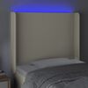 vidaXL T&ecirc;te de lit &agrave; LED Cr&egrave;me 93x16x118/128 cm Similicuir