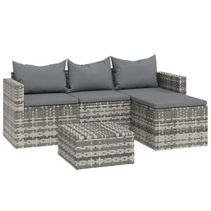 vidaXL Salon de jardin 3 pcs avec coussins Gris R&eacute;sine tress&eacute;e
