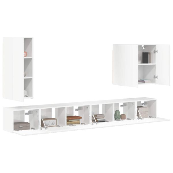 vidaXL Montage mural 6 pcs Blanc brillant