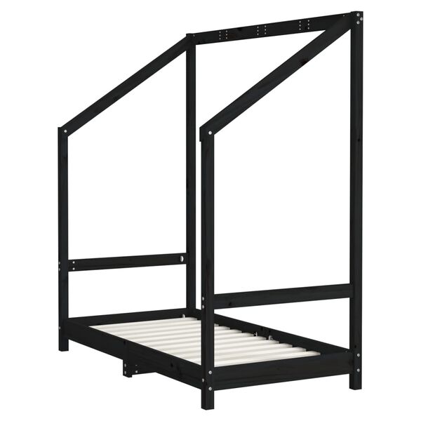 vidaXL Cadre de lit pour enfant noir 2x(70x140) cm bois de pin massif