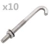 vidaXL Jeu de 25 boulons en J ancr&eacute;s avec &eacute;crou et rondelle M8x100 mm