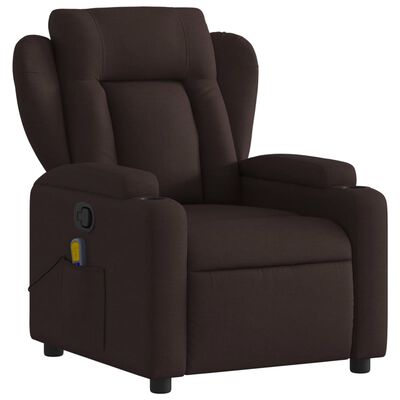 vidaXL Fauteuil de massage inclinable Marron foncé Tissu