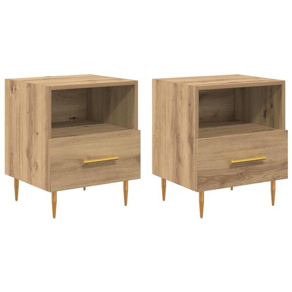 vidaXL Table de chevet avec tiroir 2 pcs Marron 40 x 35 x 47,5 cm