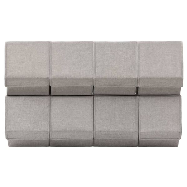 vidaXL Bo&icirc;tes de rangement empilables avec couvercle 8 pcs Tissu Gris