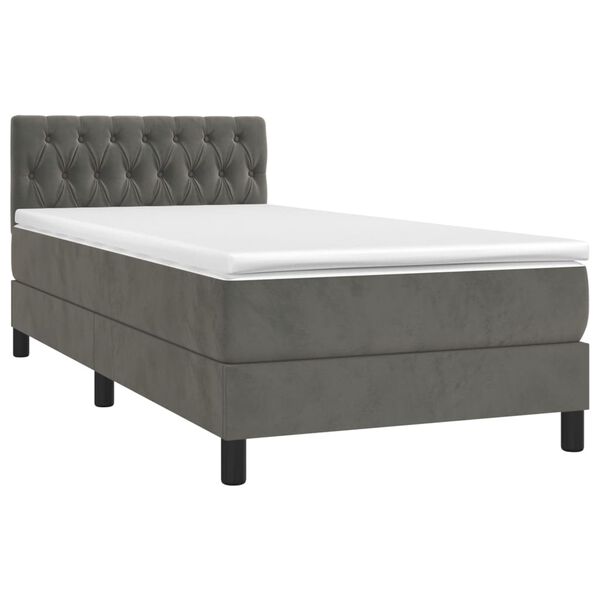 vidaXL Sommier &agrave; lattes de lit avec matelas Gris fonc&eacute; 100x200 cm