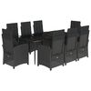 vidaXL Ensemble &agrave; manger de jardin 9pcs coussins noir r&eacute;sine tress&eacute;e