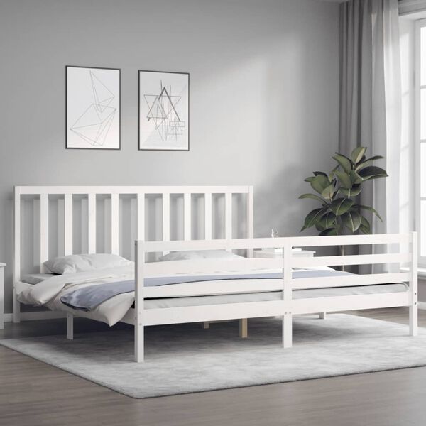 vidaXL Cadre de lit sans matelas blanc 200x200 cm bois massif de pin