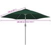 vidaXL Tissu de remplacement pour parasol d'extérieur Vert 300 cm