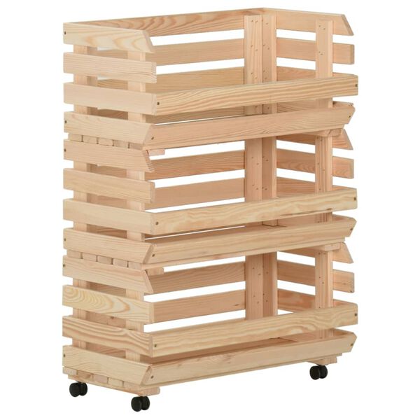 vidaXL Chariot &agrave; l&eacute;gumes 57x30x80 cm Bois de pin solide
