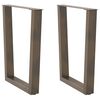 vidaXL Pieds de table &agrave; manger en forme de V, 2 pi&egrave;ces, acier naturel, 70 x (72-73,3) cm