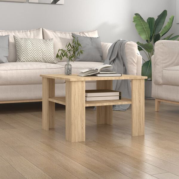 vidaXL Table basse Ch&ecirc;ne sonoma 60x60x42 cm Bois d&rsquo;ing&eacute;nierie
