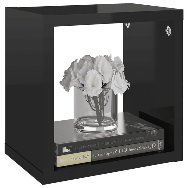 vidaXL Étagères cube murales 4 pcs noir brillant 22x15x22 cm