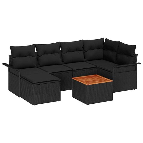 vidaXL Ensemble de canap&eacute; de jardin avec stockage 7 pcs Noir polyrotin