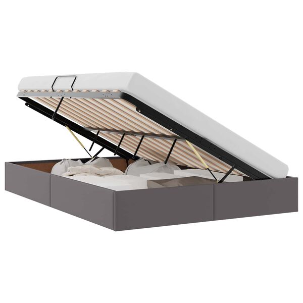 vidaXL Lit de Rangement avec matelas Gris 140 x 200 cm Faux cuir