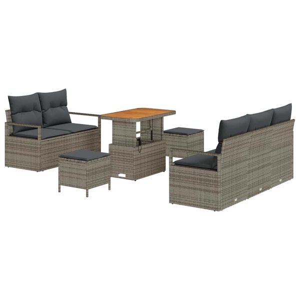 vidaXL Ensemble de canap&eacute; de jardin avec coussin 8 pcs Gris polyrotin