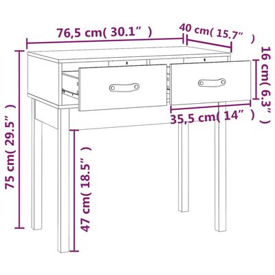 vidaXL Table console 76,5x40x75 cm Bois massif de pin