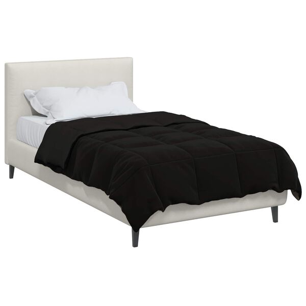 vidaXL Duvet d'&eacute;t&eacute; simple Matelass&eacute; Noir 135 x 200 cm Microfibre