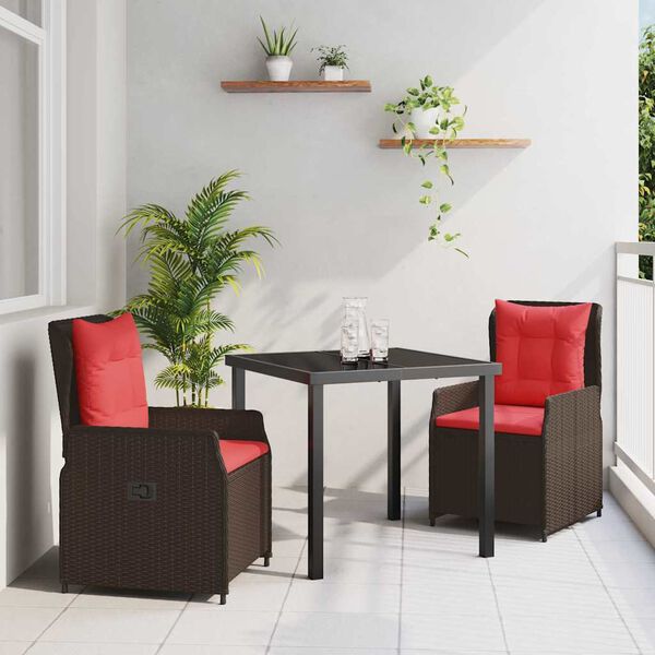 vidaXL Ensemble de salle &agrave; manger pour jardin 3 pcs Marron Poly rotin