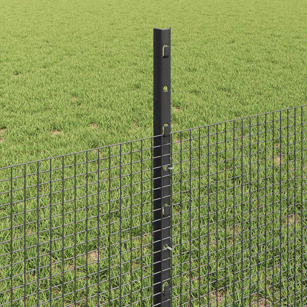 vidaXL Cl&ocirc;ture avec poteau Gris 0,5 x 25 m Acier