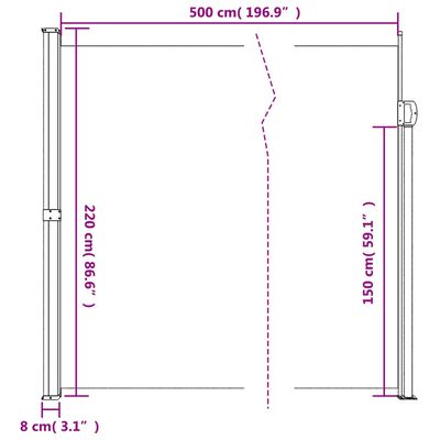 vidaXL Auvent latéral rétractable taupe 220x500 cm