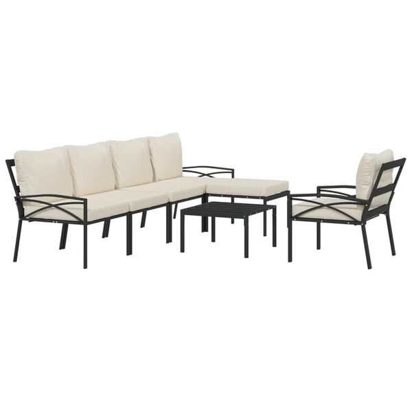 vidaXL Salon de jardin 7 pcs avec coussins sable acier