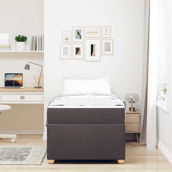 vidaXL Cadre de lit avec matelas Marron fonc&eacute; 90 x 200 cm tissu