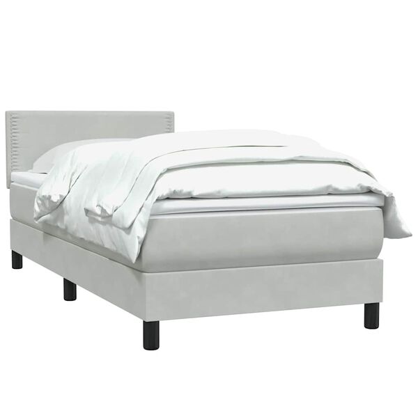 vidaXL Sommier &agrave; lattes de lit et matelas gris clair 90x220 cm velours