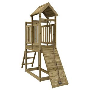 vidaXL Maisonnette de jeu avec mur d'escalade bois de pin impr&eacute;gn&eacute;