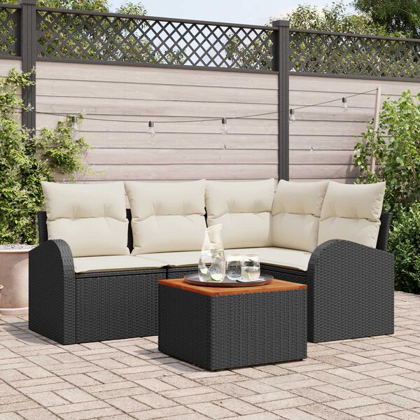 vidaXL Ensemble de canap&eacute; de jardin 5 pcs Noir et blanc