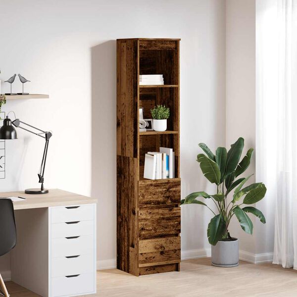 vidaXL Buffet haut 37,5x35x180 cm vieux bois bois d'ing&eacute;nierie