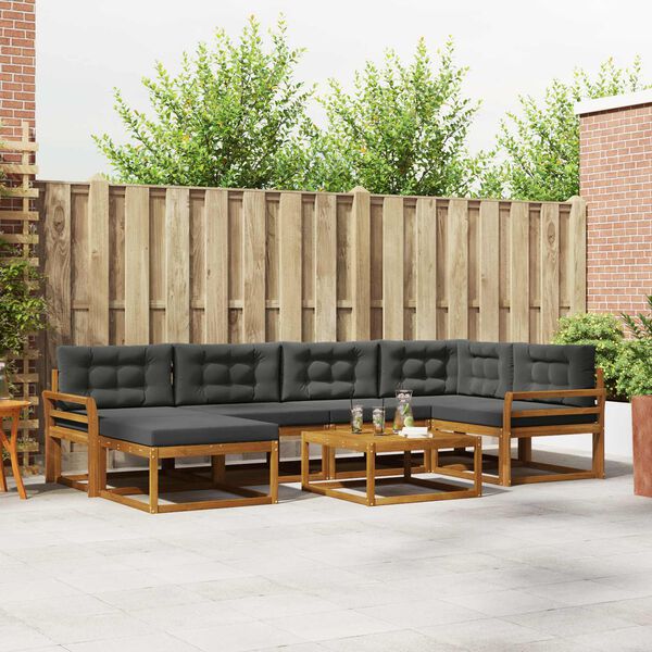 vidaXL Ensemble de canap&eacute;s d'ext&eacute;rieur 7 pcs Naturel et Anthracite