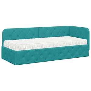vidaXL Cadre de lit d'angle Turquoise 80 x 200 cm Velours