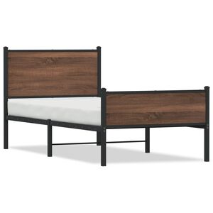 vidaXL Cadre de lit en m&eacute;tal sans matelas ch&ecirc;ne marron 75x190 cm
