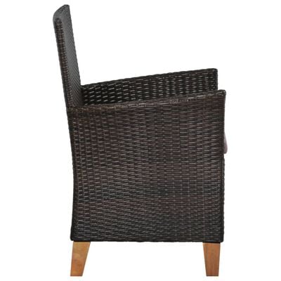 vidaXL Chaises d'extérieur et coussins lot de 2 Résine tressée Marron