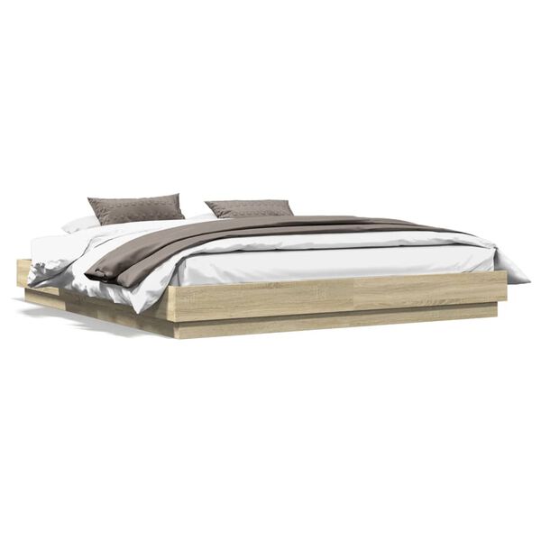 vidaXL Cadre de lit sans matelas ch&ecirc;ne sonoma 200x200 cm