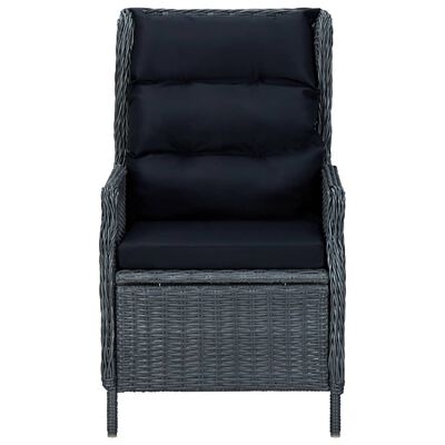 vidaXL Salon de jardin avec coussins 3 pcs résine tressée gris foncé