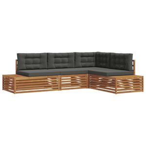 vidaXL 5 pc Ensemble de canap&eacute;s d'ext&eacute;rieur Naturel et Anthracite