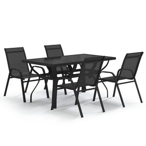 vidaXL Ensemble &agrave; manger de jardin 5 pcs Noir
