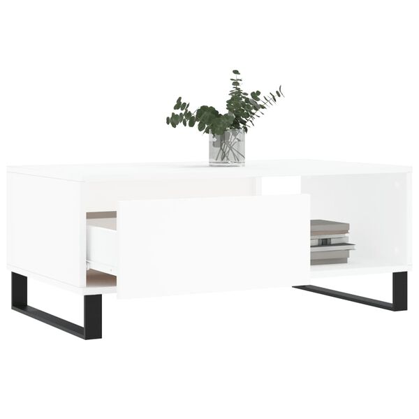 vidaXL Table basse Blanc 90x50x36,5 cm Bois d'ing&eacute;nierie