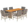 vidaXL Ensemble &agrave; manger de jardin coussins 7 pcs m&eacute;lange beige rotin