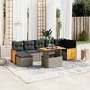 vidaXL Salon de jardin 8 pcs avec coussins gris r&eacute;sine tress&eacute;e