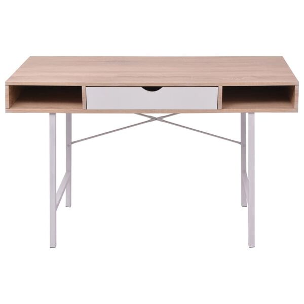 vidaXL Bureau avec 1 compartiment Ch&ecirc;ne et blanc