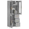 vidaXL Buffet haut Gris b&eacute;ton 69,5x34x180 cm Bois d'ing&eacute;nierie